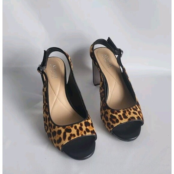 Alfani Florraa Women's Brown Leopard Slingback Block Heels Sandals Size 7W - Picture 2 of 8